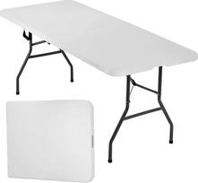 Sulankstomas pusiau nešiojamas sulankstomas stalas kiemo vakarėliams ir renginiams (baltas, 6 pėdų, 70 x 29 colių) (baltas, 6 pėdų)