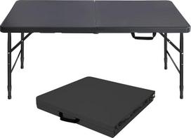 Sulankstomas stalas 125 x 61 cm Plastikinis sulankstomas sodo stalas Daugiafunkcinis stovyklavimo stalas su rankena griliui, stovyklavimui, vakarėliui, juodas