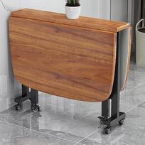 Sulankstomas valgomojo stalas, "Drop Leaf" virtuvės medinis išskleidžiamas daugiafunkcinis stalas su 6 ratukais, sulankstomas trimis formomis (120 x 70 cm)