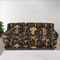 Suobstales Elastinis sofos dangtelis Grybų lapų spausdinimas 3 sėdimųjų vietų sofa Slipcover 3 dalių skalbiamas baldų apsauga Fotelio dangtelis Namų dekoras L