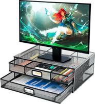 Sustiprintas stalčius po kriaukle - 2 ištraukiami A4 formato stalčiai - metalinis organizatorius (juodas)