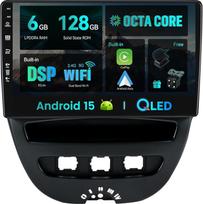 SXAUTO - 6G + 128G - Android 15 IPS automobilinis radijas Toyota Aygo/Peugeot 107/Citroen C1 (2005-2014) - Integruotas Carplay/Android Car - Kamera + mikrofonas - DAB vairo valdymas Fast-Boot 360-CAM -2 DIN