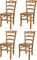 t m c s "Tommychairs Cuore" 4 virtuvės ir valgomojo kėdžių rinkinys, tvirta konstrukcija iš buko medienos, dažyto ąžuolo medienos ir medinės sėdynės