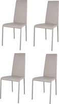 t m c s Tommychairs Sophie Lux 4 virtuvės, baro ir valgomojo kėdžių komplektas, tvirtas plieninis rėmas, minkštas ir aptrauktas šviesiai pilka dirbtine oda