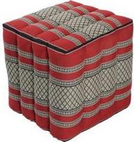 Tailando pagalvėlių kubas 40 x 40 x 40 cm Pozicinė pagalvėlė Kojų taburetė Bambuko žalia (juoda/raudona)