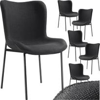 tectake® 6 minkštų virtuvės, valgomojo stalo, fotelio, tualetinio staliuko, kokteilinės kėdės, elegantiškų valgomojo kėdžių arba elegantiškų svetainės kėdžių rinkinys - austas audinys, juoda/juoda