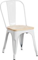 THINIA HOME Stipri pramoninė kėdė su medine sėdyne 44 x 43 x 84 cm, geležis, pušis, plienas, balta, vienas dydis