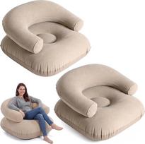 Threehoney Pripučiamas klasikinis Bean Bag Deck Chair Pripučiamas nešiojamas pripučiamas Flocking Sofa Couch Pripučiamas Lounge baldai kėdė namų kambarys miegamasis