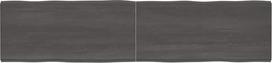 Tischplatte aus Massivholz, behandelt, dunkelbraun, 220 x 50 x (2-6) cm, Live-Edge, Ersatz für Küche, Kaffee, Esstisch, Tischplatte.