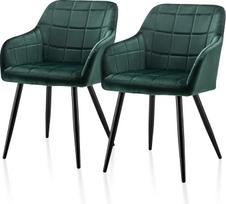 TUKAILAI Valgomojo kėdės Velvet Fabric Padded Seat with Metal Legs Armchair Lounge Home Set of 4 Green