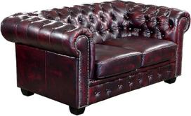 Unikali "Chesterfield Brenton" 2 vietų odinė sofa - Vintage oda - raudona/juoda