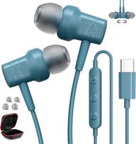 USB C ausinės "iPhone" 16 15 C tipo laidinės ausinės su mikrofonu "Samsung Galaxy S25 S24 S23 Ultra FE A55 A54 A16 In-Ear Stereo ausinės su garsumo valdymu mėlynos spalvos