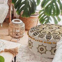 Užpildytas marokietiškas taburetės Osmanų dangtelis 60 x 20 cm - Boho Deco Pet Bed Footstool Seat Cushion Stool with Craft Room Decor for Meditation, Yoga and Chic