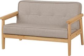Vaikiška sofa PVC odos porankis sofa medinis rėmas kojos 2 sėdimos vietos vaikiškos sofos berniukams mergaitėms (šviesiai pilka)