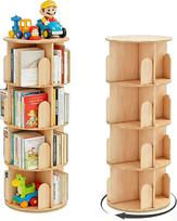 Vaikų knygų spinta, 360° kampu besisukanti knygų spinta su 4 lygiais, besisukanti lentyna, žaislų lentyna, daugiafunkcinė knygų spinta, medžio masyvo, skirta svetainei, namų biurui