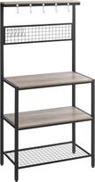VASAGLE Kepimo stovas Virtuvės stovas su 10 kabliukų 3 lentynomis Reguliuojamos kojelės Mikrobangų krosnelė 40 x 84 x 170 cm Pramoninė pilkai smėlio ir juodos spalvos UKKS017B02