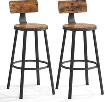 VASAGLE LBC026B01V1 Baro kėdės 2 virtuvės kėdžių rinkinys su metaliniu rėmu Sėdynės aukštis 73 cm Lengvas surinkimas Pramoninis dizainas Vintage ruda/juoda