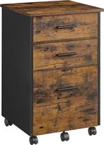 VASAGLE Rolling Cabinet Filing Cabinet Biuro spinta su 3 stalčiais, iš kurių 2 pagaminti iš audinio, 1 stalčius pagamintas iš medžio drožlių plokštės su ratukais, skirta biurui, kabinetui, studijoms, miegamajam, Vintage Brown/Black OFC046B01