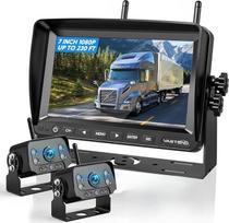 VASTEND belaidė atbulinės eigos kamera, 7 colių monitorius, belaidė atbulinės eigos kamera, 1080P belaidė atbulinės eigos kamera su IP69 atsparumu vandeniui, stabiliu signalu, skirta karavanui, sunkvežimiui, automobiliui, kemperiui (2 kameros)