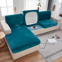 Velveto sofos sėdynės dangteliai gyvenamajam kambariui Elastinga pagalvėlė, skirta kampui Slipcovers Chaise Longue Couch Fun Protector Ežeras Mėlyna Norma XL pakuotė 1