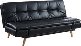 Vente-unikalus Zarina 3 vietų sofa-lova iš juodos dirbtinės odos