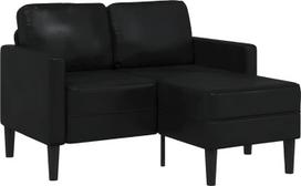 vidaXL 2 vietų sofa su šezlongu L formos juoda 125 cm dirbtinės odos 2 vietų sofa miegamajam Dviejų vietų L formos sofa