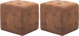 vidaXL 2 x "Pouf Footstool" sėdynė "Pouf Footstool" sėdynė "Cube Footstool" kėdė "Ottoman" minkštasuolis rudos spalvos 30 x 30 x 30 cm "Suede Look