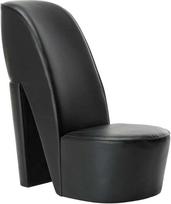 vidaXL batų kėdė Aukšto kulno dizaino kėdė Minkšta kėdė Svetainės kėdė Lounge kėdė Recliner kėdė Kėdė taburetė Juoda dirbtinė oda