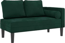 vidaXL Chaise Longue, vidaus poilsio sofa su pagalvėlėmis, paminkštintas šezlongas svetainei, miegamajam, biurui, išskleidžiama sofa, tamsiai žalias aksomas