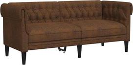 vidaXL Chesterfield sofa, minkšta sofa su 2 sėdimomis vietomis ir atraminėmis kojelėmis, svetainės sofos dizainas, sofa svetainei, sofa svetainei, rudas audinys