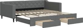 vidaXL Dienos lova, išskleidžiama sofa lova su stalčiais, svečių lova, sofa lova miegamajame, svetainėje, išskleidžiama sofa lova, tamsiai pilka, 100 x 200 cm audinys
