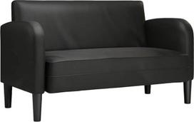 vidaXL Dviejų vietų sofa Juoda 110 cm dirbtinės odos dviejų vietų sofa Minkšta sofa 2 sėdimų vietų sofa Sofa Lounge sofa Svetainės sofa Minkšta sofa
