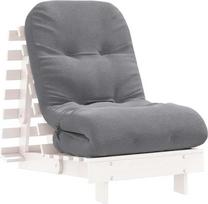 vidaXL Futon sofa lova su čiužiniu, sofa lova su reguliuojamu atlošu, svetainės sofa lova, sulankstoma sofa, balta pušies masyvo mediena