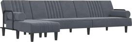 vidaXL L formos sofa-lova, kampinė sofa su miego funkcija, sofa-lova gyvenamajame kambaryje, sofa-lova kampinė sofa, aksominė sofa, tamsiai pilkas aksomas