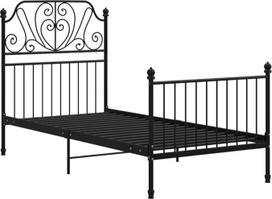 vidaXL lovos rėmas, metalinė lova, miegamasis, viengulė lova, miegamojo baldai, lovos rėmas, skersinis rėmas, milteliniu būdu dengtas metalas, juoda, 90 x 200 cm