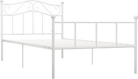 vidaXL lovos rėmas, metalinė lova, miegamojo lova, viengulės lovos rėmas, miegamojo baldai, dvigulė lova, rėmas su skersiniais, baltas metalas, 100 x 200 cm