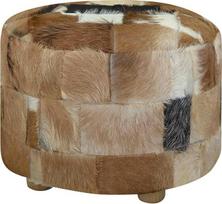 vidaXL Rankų darbo "Pouf" odinė taburetė Apvali taburetė Tikra ožkos kailio taburetė Apvali 50 x 50 x 45 cm įvairiaspalvė