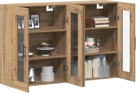 vidaXL Sieninės lentynos 2 vnt. "Artisan Oak" 69,5 x 34 x 90 cm Šiuolaikinė medžio drožlių plokštės saugykla su stiklinėmis durelėmis 4 lentynos jūsų namams