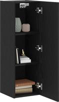 vidaXL Šiuolaikinė juoda ąžuolinė televizoriaus spintelė prie sienos su didele saugykla Elegantiškas dizainas svetainei ir miegamajam