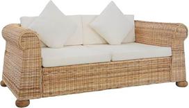 vidaXL Sofa 2-vietė su pagalvėlėmis Ratano sofa Lounge Sofa svetainės baldai Svetainės sofa Namų baldai Biuro baldai Ratano baldai Dizainerio sofa Natūrali rotango sofa