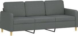 vidaXL Sofa 3-vietė, poilsio sofa su atlošu, svetainės sofos dizainas, metalinis rėmas, trijų vietų baldai, tamsiai pilkas audinys