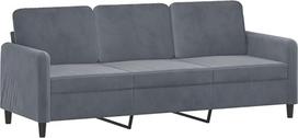 vidaXL Sofa 3-vietė, poilsio sofa-lova su atlošu, svetainės sofos dizainas, metalinis rėmas, trijų vietų baldai, tamsiai pilkas aksomas