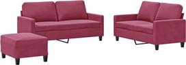 vidaXL Sofos komplektas 3 dalių fotelis Kanapa su pagalvėle Kojinė sofa Svetainės sofa su porankiais Sofos komplektas Dizainerių sofos sėdimieji baldai Minkšti baldai Vyno raudonas aksomas