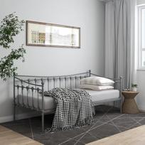 vidaXL Sofos lovos rėmas Dienos lova Metalinė lova Viengulė lova Svečių lova Sofos kušetė Jaunimo lova Pilka metalinė 90 x 200 cm