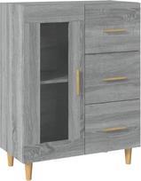 vidaXL Sonoma šoninė komoda Šoninė spintelė Daugiafunkcinė spintelė Svetainės prieškambario spinta Pilka Sonoma 69,5 x 34 x 90 cm Medienos medžiaga