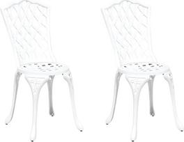 vidaXL Tradicinė lauko poilsio kėdė Baltas metalinis baldas UV spinduliams atsparus patogus sėdimasis baldas balkonui su keičiamomis kojomis Sodo kėdė Elegantiškas oras