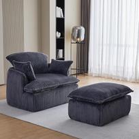 Viengulė sofa su atramomis kojoms, iš velveto pagaminta sofa be kaulų, neremontuojama, atlošiama kėdė su patogiu paminkštinimu, kėdė su porankiu, skaitymo kėdė, tinkama miegamajam, svetainei (pilka)