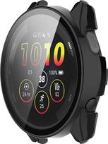 Visiškai dengiantis dėklas su ekrano apsauga, suderinamas su "Garmin Forerunner 265", "Disscool" kompiuterio ir tikro stiklo apsauginis dėklas (juodas)