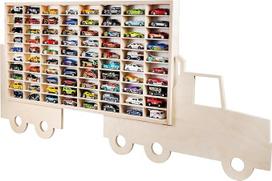 Vitrina, suderinama su "Hot Wheels Truck" dizainu - žaislų lentyna su 80 skyrelių - didelio atsparumo medinė saugojimo dėžė - modernus dizainas
