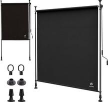 VOUNOT Clamp markizė Vertikali markizė 200 x 310 cm, vertikali markizė su rankiniu alkūniniu mechanizmu, be gręžimo, išskleidžiama balkono, sodo ir terasos privatumo uždanga, apsauganti nuo UV spindulių ir atspari vandeniui, antracito spalvos